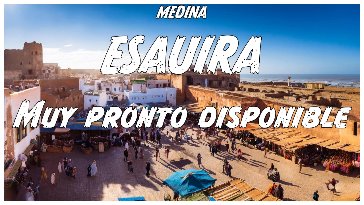 Vista de la medina histórica de Esauira con su zoco tradicional y murallas doradas junto al mar – Ciudad marroquí costera, medina disponible muy pronto en Online Medina.