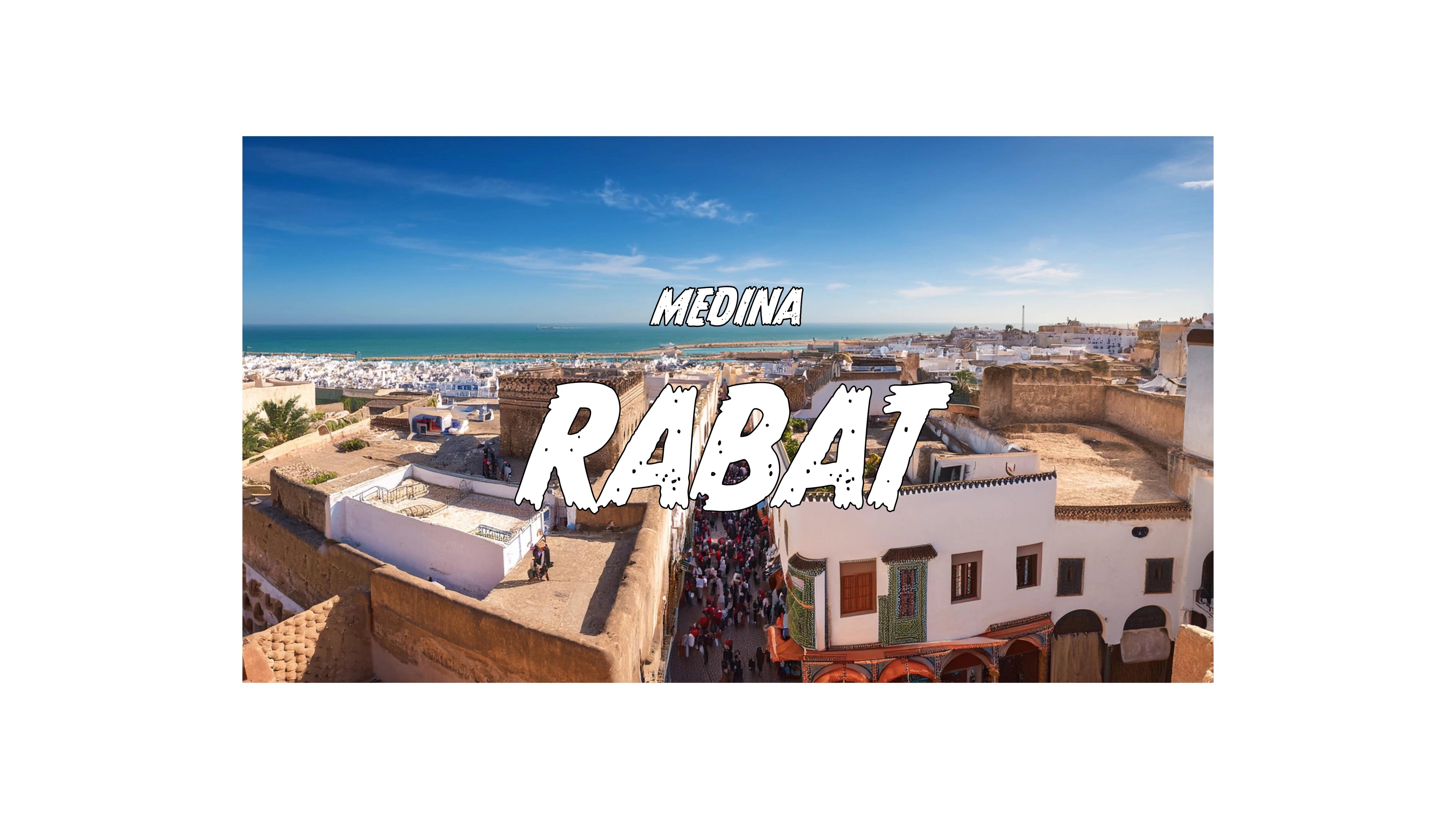 Panoramic view of the Rabat medina with ancient walls, bustling alleys, and traditional Moroccan design — a reflection of cultural and artisanal heritage.