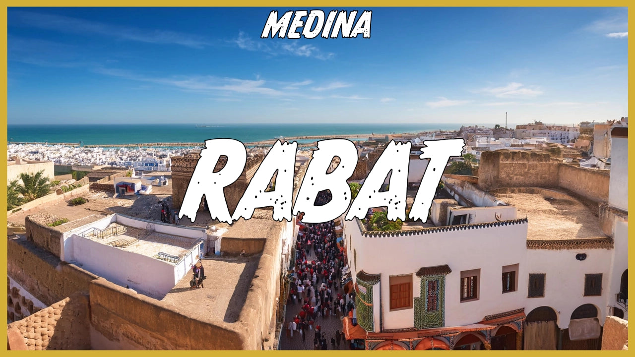 Traditional Moroccan architecture in Rabat’s historic medina, with vibrant street life and Atlantic coast view – explore the unique charm of Rabat’s medina on Online Medina.