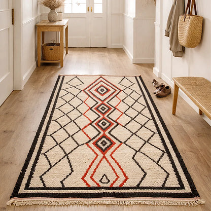 Traditional Berber rug combining Atlas and Rahamna influences in an entryway interior