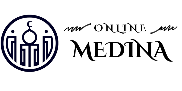 Online Medina logo – horizontal layout with medina symbol