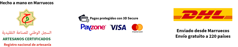 Artesanos certificados – Pago en línea seguro Payzone Visa Mastercard – Envío DHL a 220 países