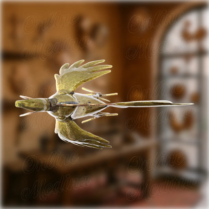 Flying rooster in full brass with outstretched wings – hand-hammered Moroccan decor sculpture.