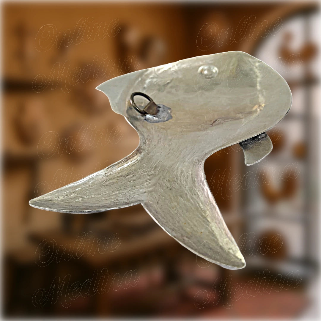 Backside detail of Moroccan wall fish – artisanal metalwork with welded hanger for easy mounting
