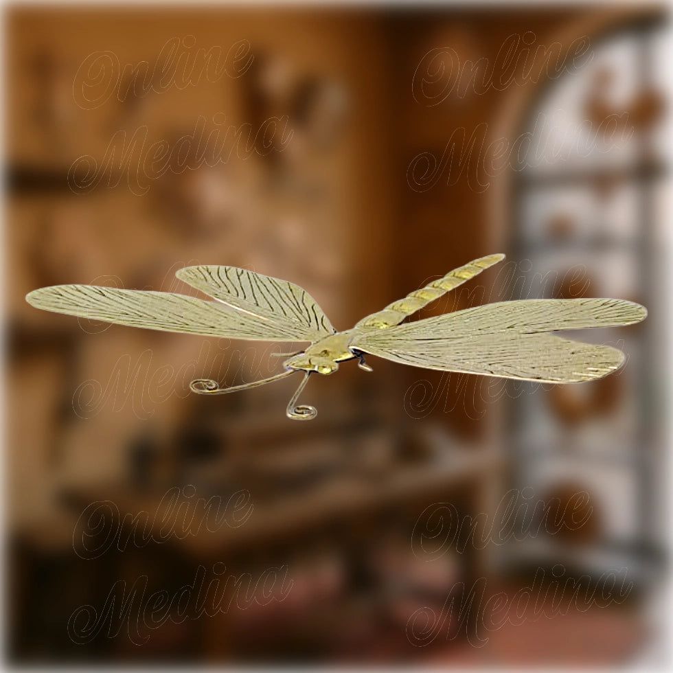 Hammered metal wall dragonfly decoration, artisan wall art