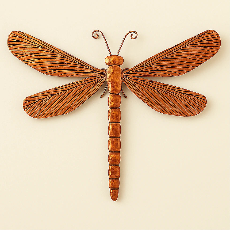 opper red dragonfly wall sculpture by Online Medina, Moroccan hammered metal wall art