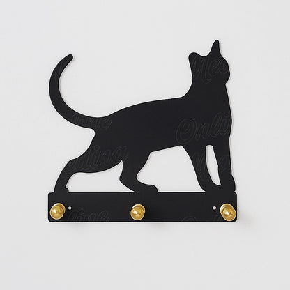 Small black metal cat key holder with rust-resistant finish