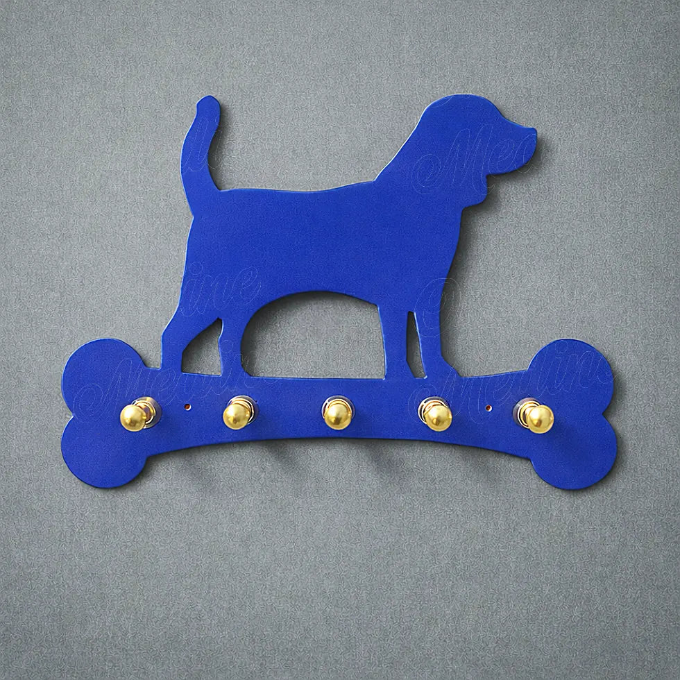 Blue Majorelle galvanized metal dog wall key holder adding a bold decorative accent to an interior