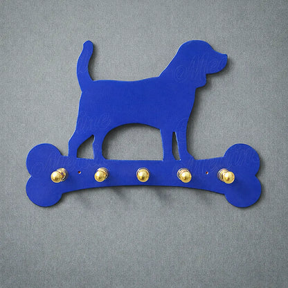 Blue Majorelle galvanized metal dog wall key holder adding a bold decorative accent to an interior