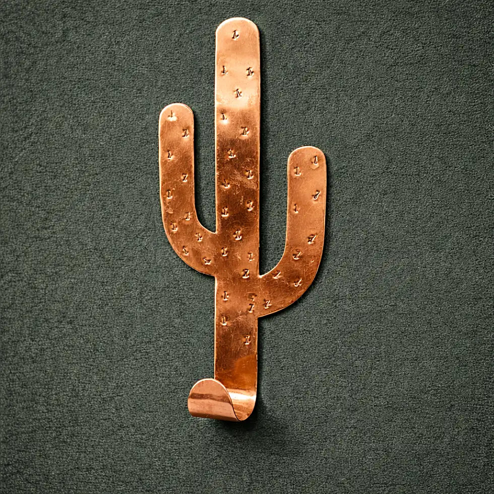 Handmade copper Organ Pipe cactus wall hook Moroccan artisan decorative metal wall hook inspired by desert cactus design