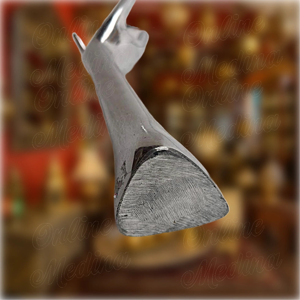 Bottom of sculpted aluminum hand with triangular base – handcrafted in Marrakech by Slwak for decorative or symbolic use