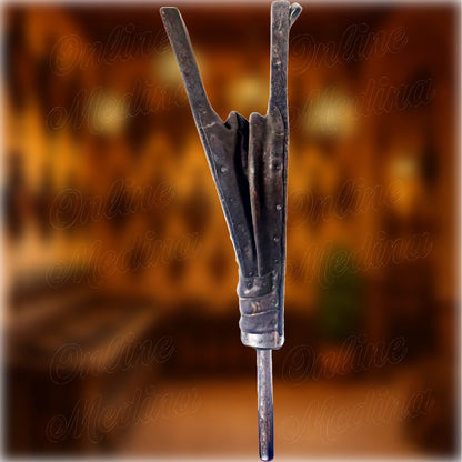 Side view of Moroccan bellows – genuine leather folds and iron nozzle – traditional craftsmanship from Marrakech medina